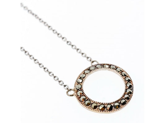 925 Sterling Silver Marcasites Pendant Necklace