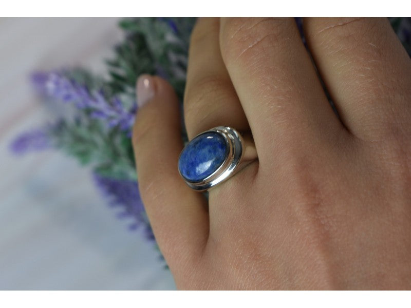 Vintage 925 Sterling Silver Sodalite Ring Size 6.5