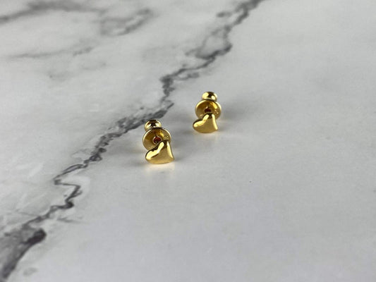 925 Sterling Silver Gold Plated "Hearts" Stud Earrings