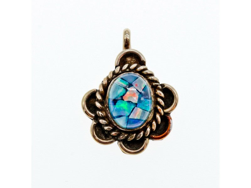 925 Sterling Silver Mosaic Opal Pendant