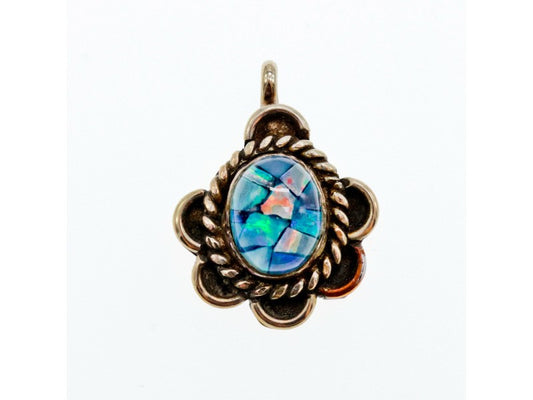 925 Sterling Silver Mosaic Opal Pendant
