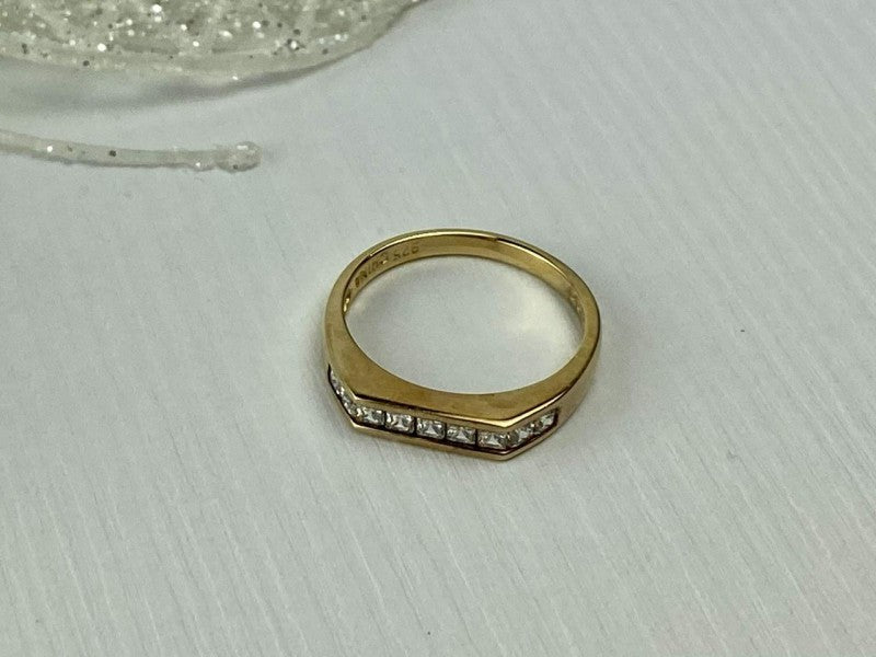 925 Sterling Silver Gold Plated CZ Ring Size 7