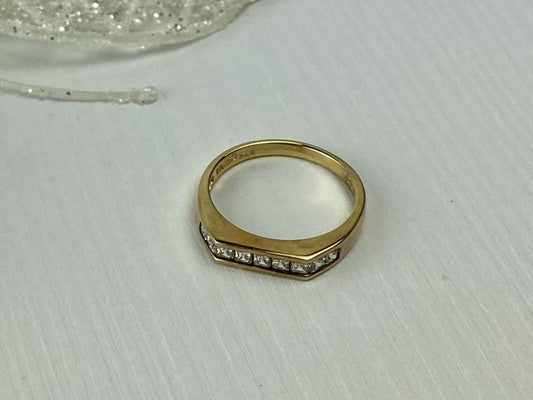 925 Sterling Silver Gold Plated CZ Ring Size 7