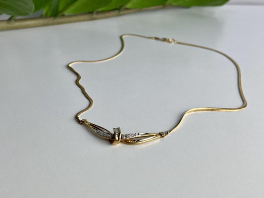 925 Sterling Silver Gold Plated White Spinel Necklace 17.7 in