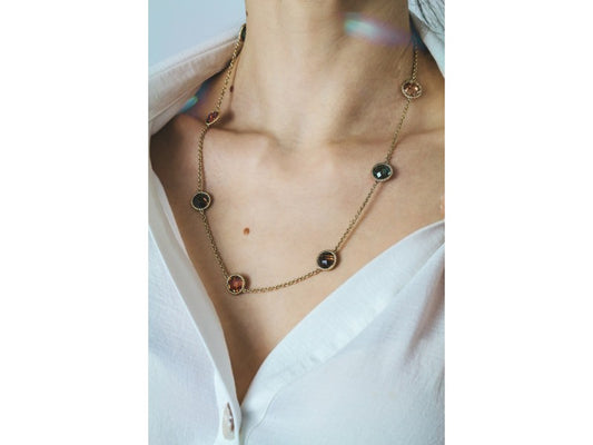 925 Sterling Silver Gold Plated Multicolor Jewelry Glass Necklace