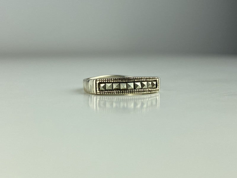 Vintage 925 Sterling Silver Marcasites Ring Size 5.5