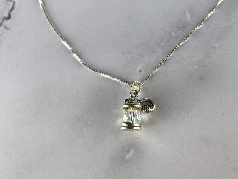 925 Sterling Silver Mystic Topaz "Lantern" Chain With Pendant Italy