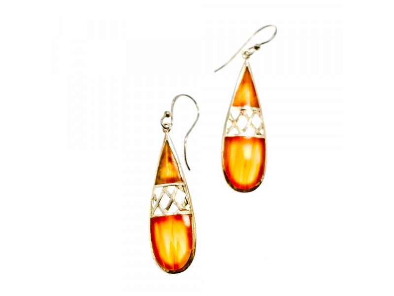 Vintage 925 Sterling Silver Agate Earrings