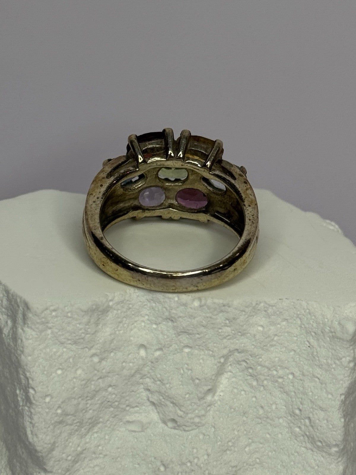 925 Sterling Silver Multicolor Spinel Ring Size 6