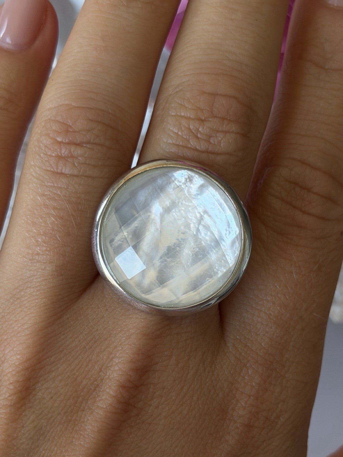 925 Sterling Silver Abalone Ring Size 10
