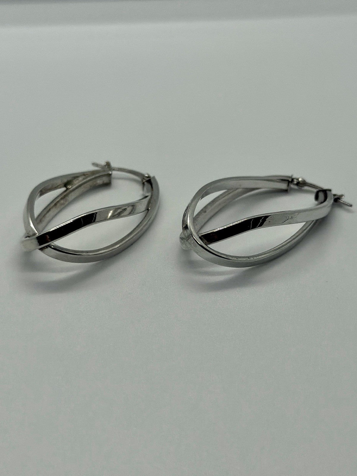 925 Sterling Silver Triple Twist Oval Hoop Earrings