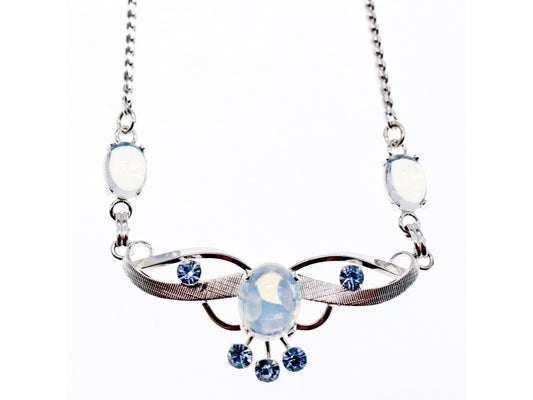 925 Sterling Silver Moonstone & Aquamarine Necklace