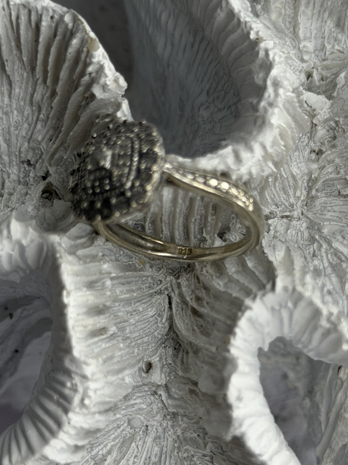 925 Sterling Silver White Topaz Ring Size 5