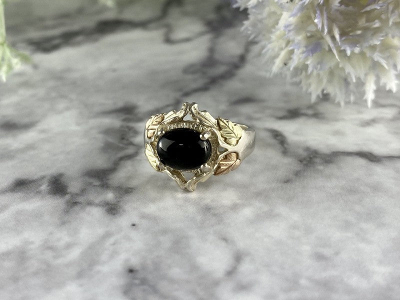 500 Silver Black Nephrite Ring Size 6.75