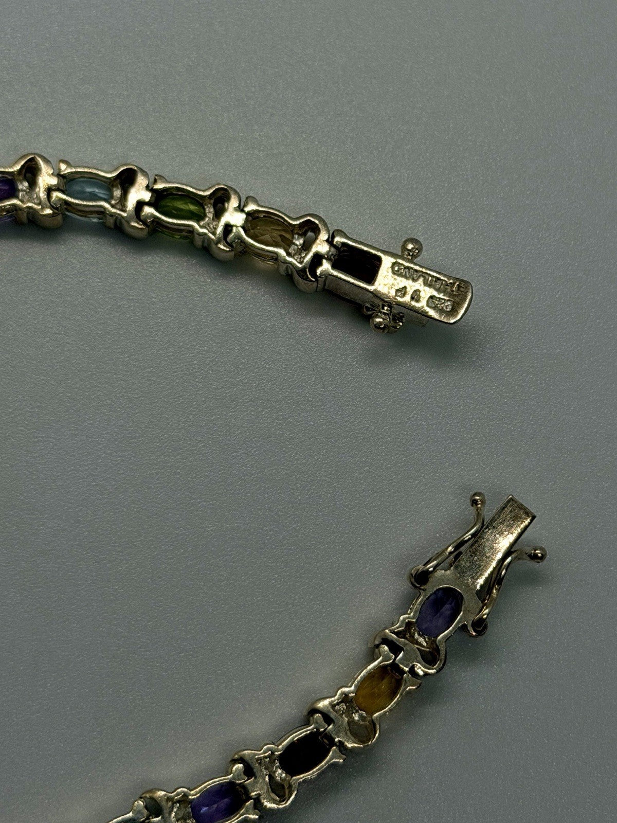 Beautiful 925 Sterling Silver Multi-Gemstone Tennis Bracelet 7.5