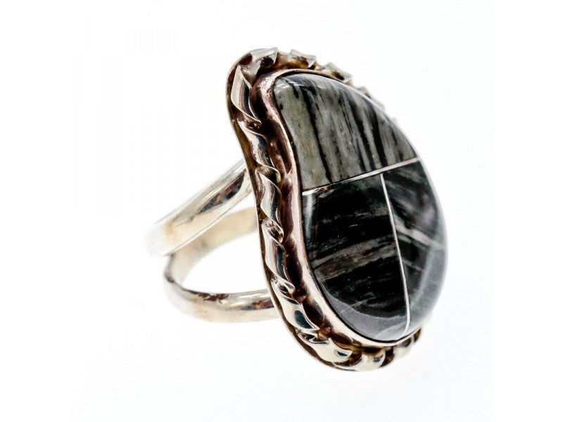 925 Sterling Silver Jasper Ring Size 8