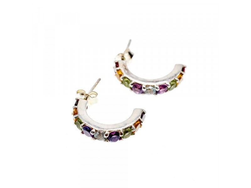 925 Sterling Silver Multi Gemstones Earrings