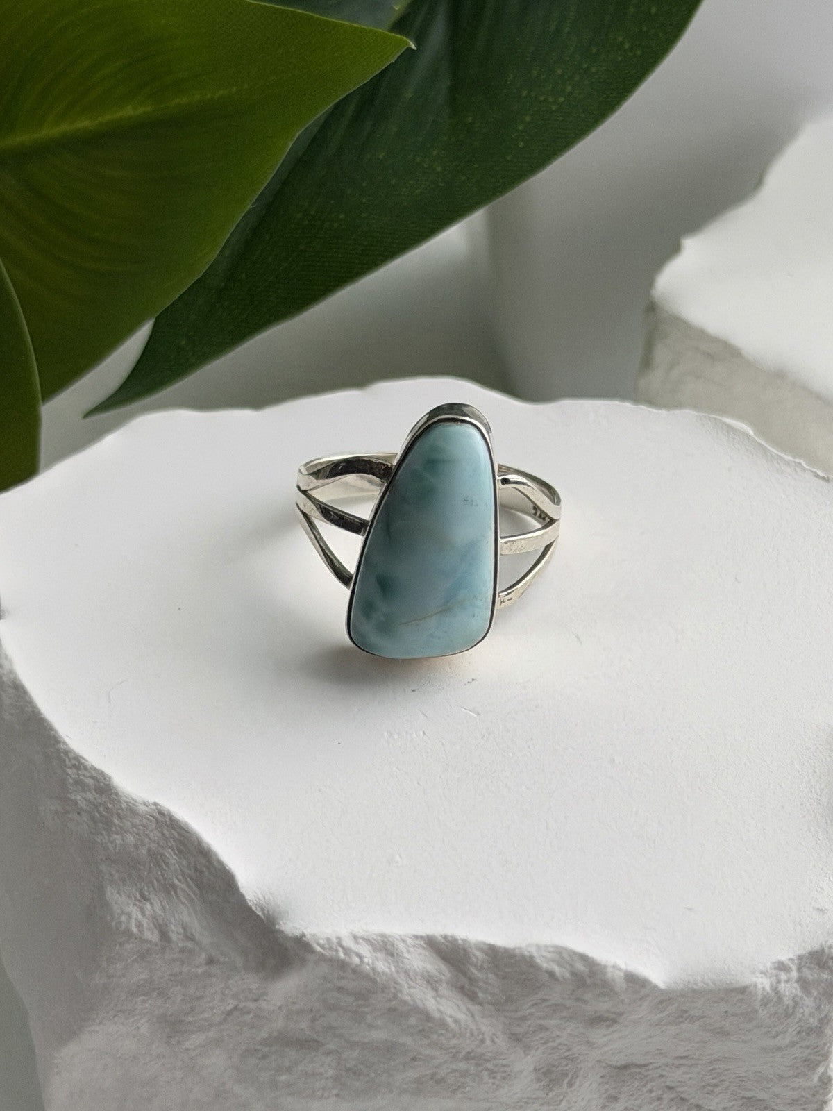925 Sterling Silver Larimar Ring Size 8.5