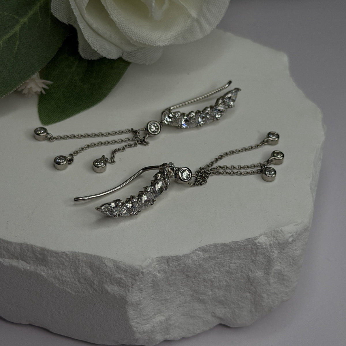 Ear Climbers Ear Crawlers 925 Sterling Silver Cz Earrings