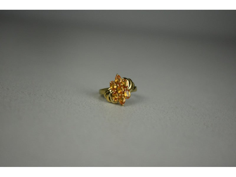 925 Sterling Silver Gold Plated Heliodor Ring Size 6.75