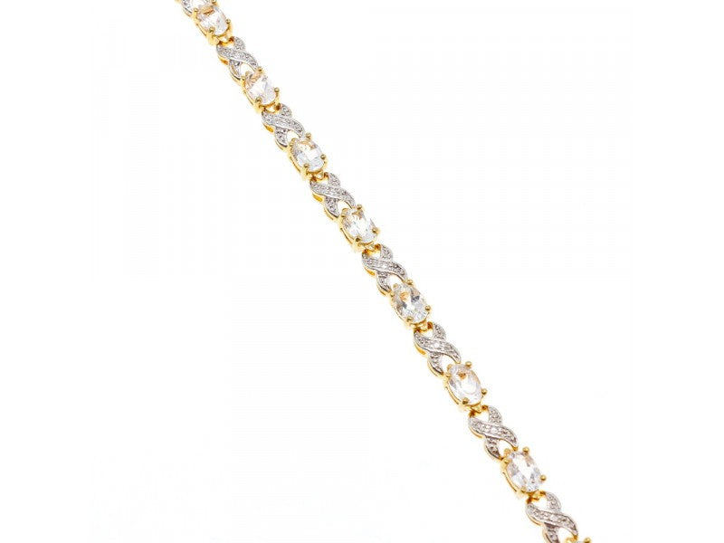 925 Sterling Silver Gold Plated Aquamarine Bracelet
