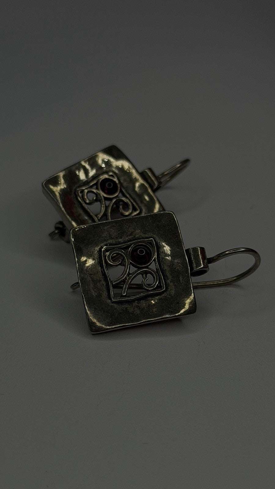 Vintage Israel Silpada 925 Sterling Silver Garnet Earrings