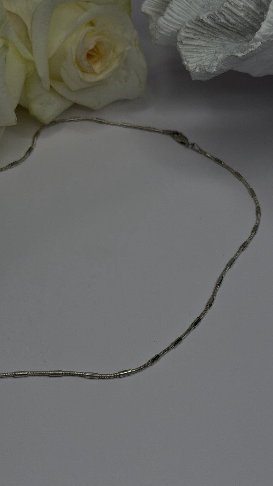 Minimalist 925 Sterling Silver Snake Chain Necklace Vintage Italian Style