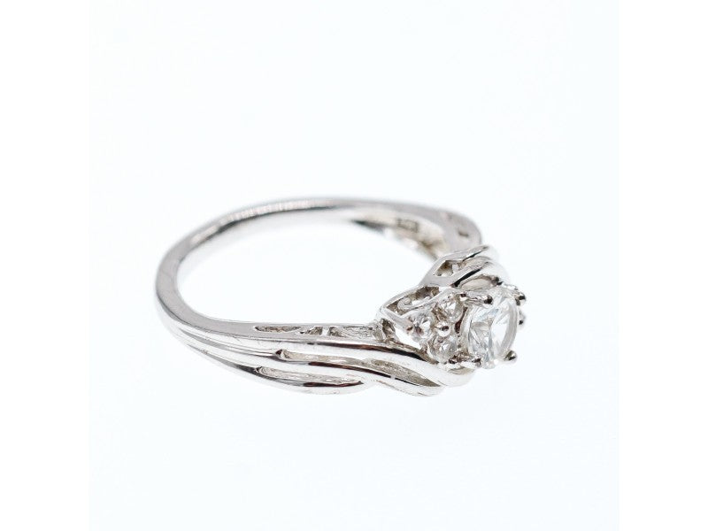 925 Sterling Silver White Topaz Ring Size 7