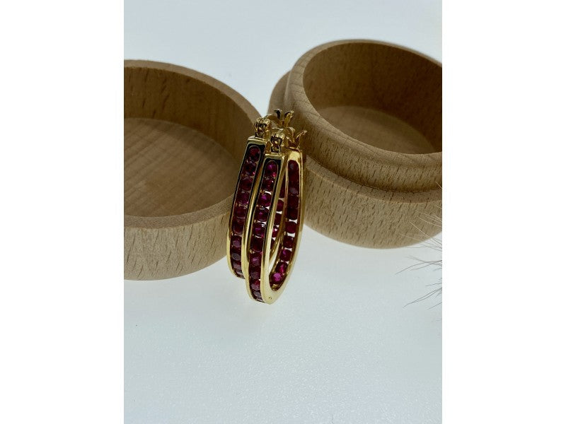925 Sterling Silver Gold Plated Pink Spinel Earrings