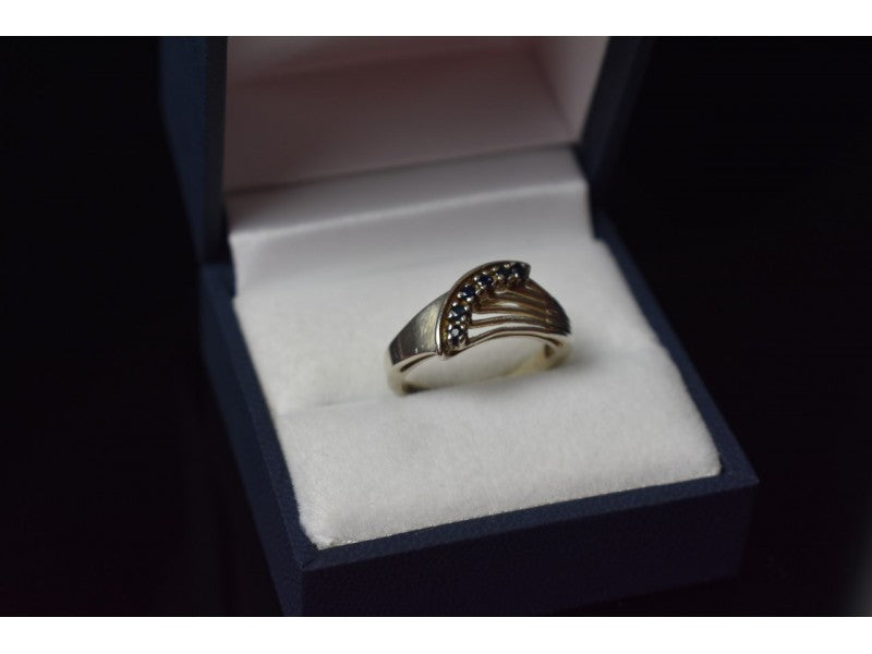925 Sterling Silver Sapphires Ring Size 6.5