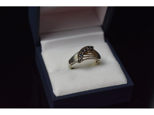 925 Sterling Silver Sapphires Ring Size 6.5