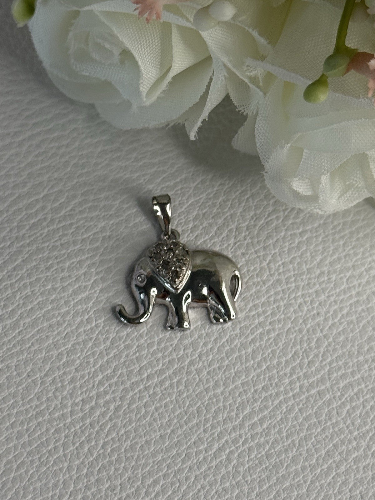 925 Sterling Silver Beryl Elephant Pendant Length 0.80 Inch