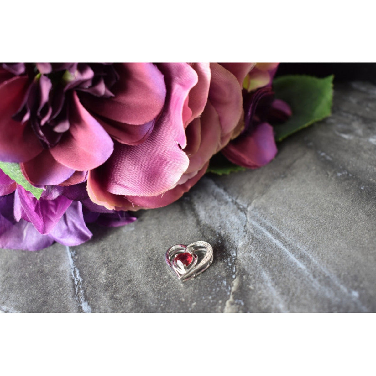 925 Sterling Silver Spinel & CZ "Heart" Pendant