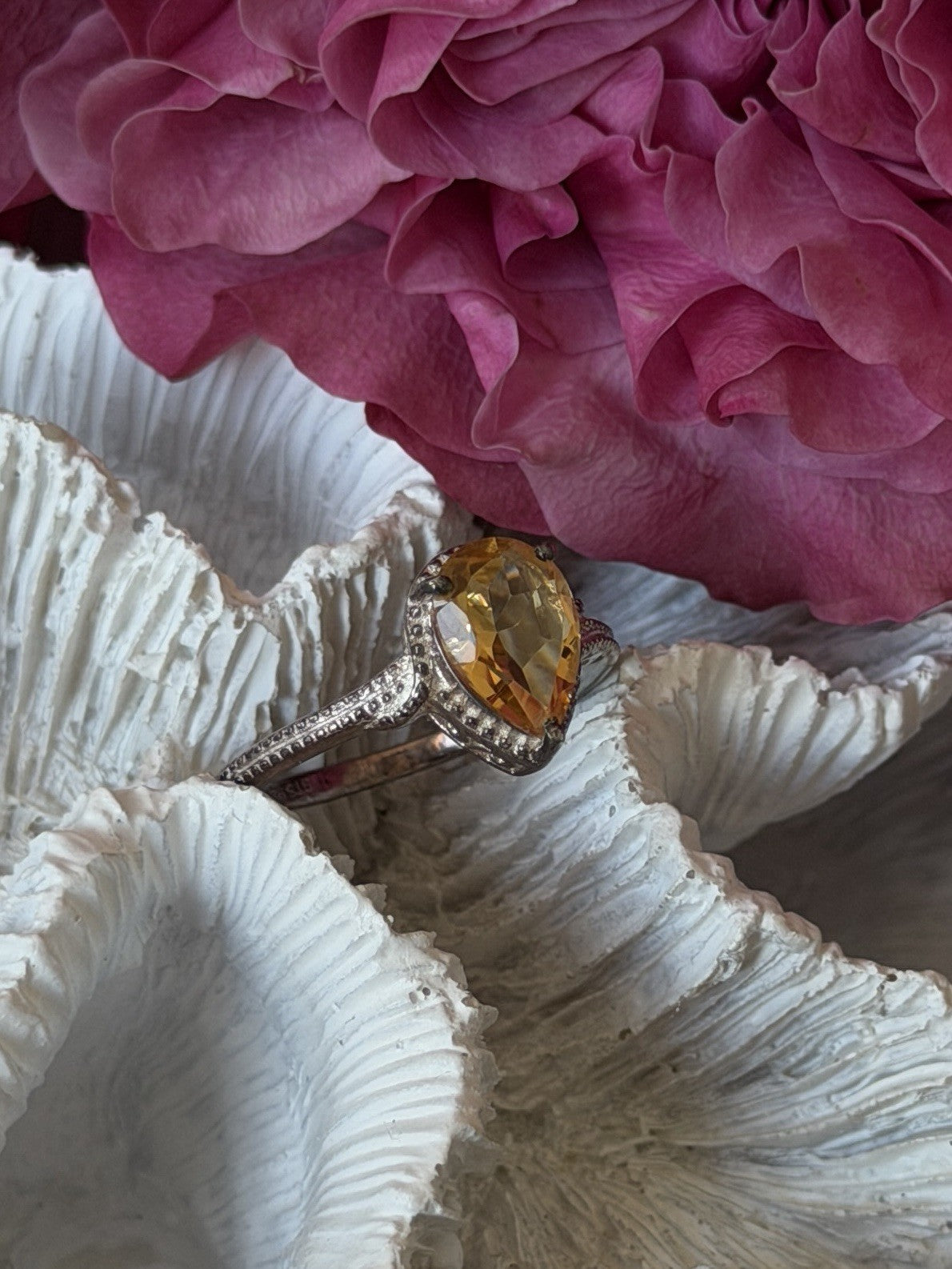 925 Sterling Silver Citrine Ring Size 7