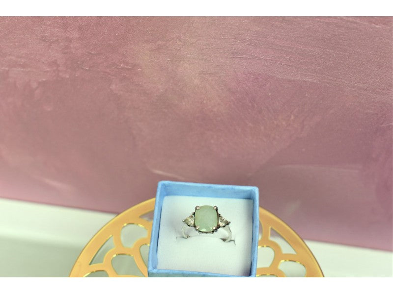 925 Sterling Silver Aventurine Ring Size 6.5