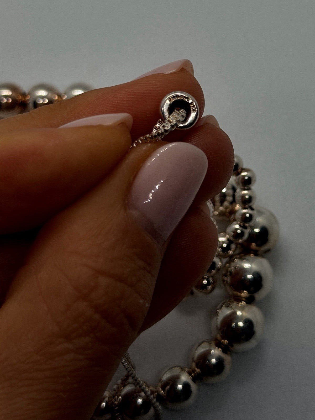 Elegant 925 Sterling Silver Graduated Bead Necklace Adjustable