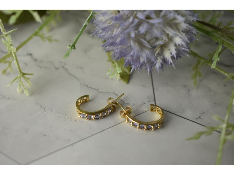 14K Yellow Gold Tanzanite Earrings