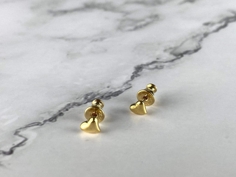 925 Sterling Silver Gold Plated "Hearts" Stud Earrings