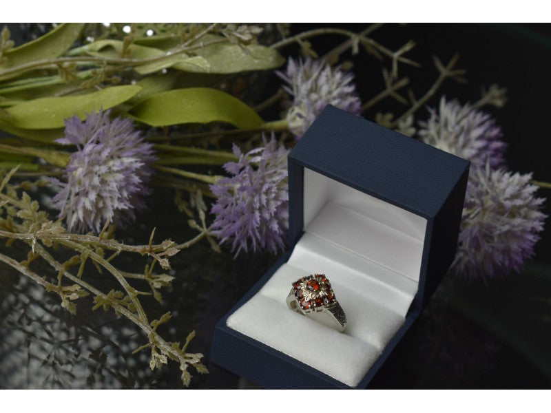 925 Sterling Silver Almandine Ring Size 7