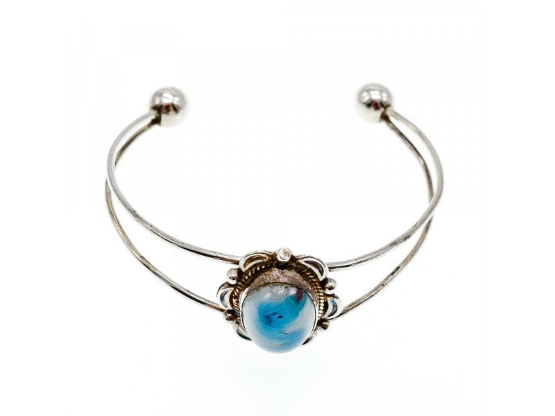 Vintage 925 Sterling Silver Agate Bracelet