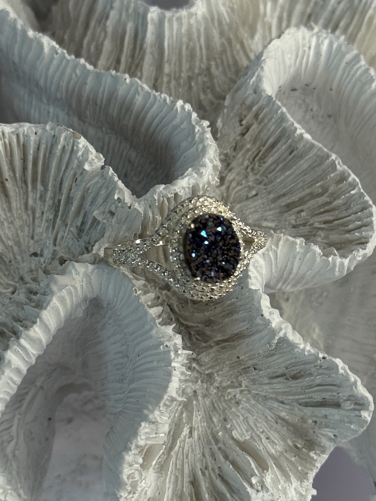 925 Sterling Silver Marcasite Ring Size 9.5