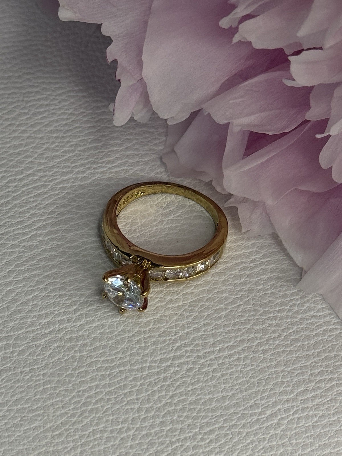 925 Sterling Silver Gold Plated CZ Ring Size 7