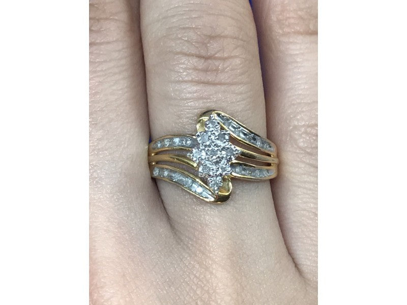 925 Sterling Silver Gold Plated CZ Ring Size 7