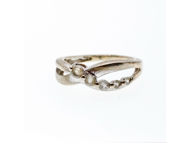 925 Sterling Silver White Topaz Ring Size 7