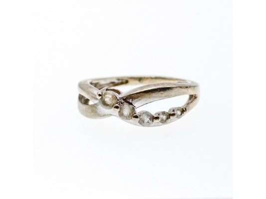 925 Sterling Silver White Topaz Ring Size 7