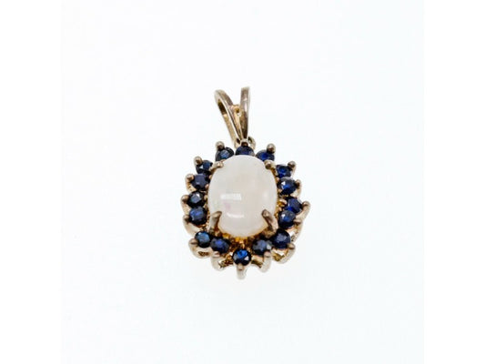 925 Sterling Silver Opal & Sapphires Pendant