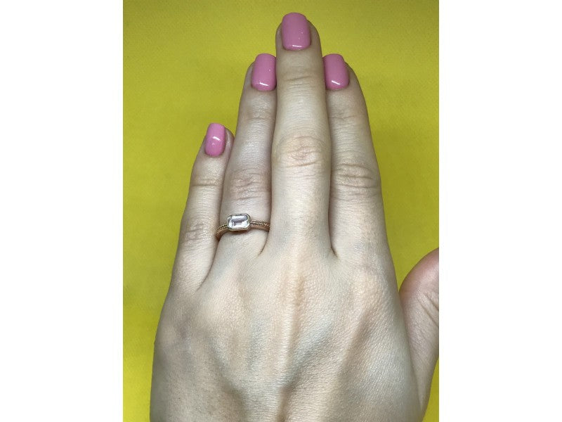 925 Sterling Silver Rose Gold Plated CZ Ring Size 6.5