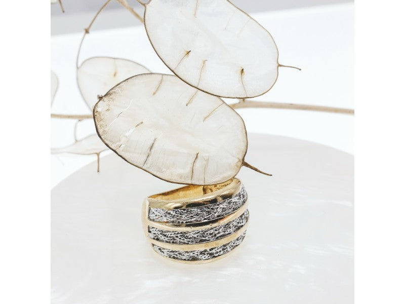 925 Sterling Silver Gold Plated Ring Size 10.5