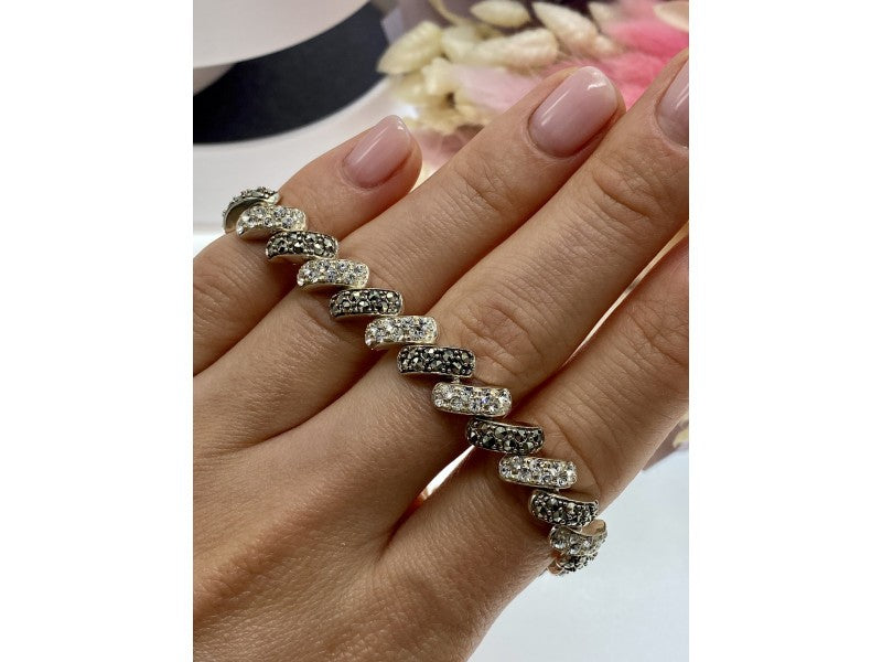 925 Sterling Silver CZ & Marcasites Bracelet