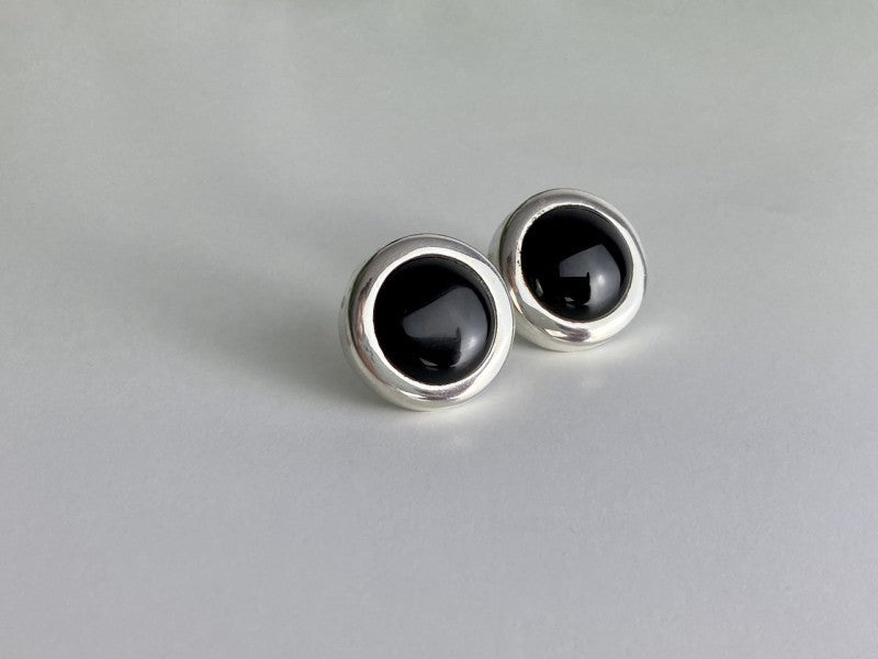 925 Sterling Silver Black Onyx Classic Stud Earrings